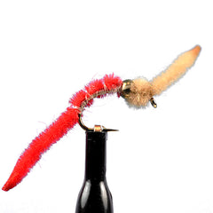 Bead head san juan worm red tan