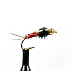 Bead head copper john rubber leg red