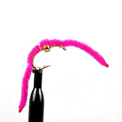 Bead head san juan worm hot pink