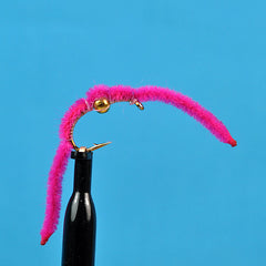 Bead head san juan worm hot pink