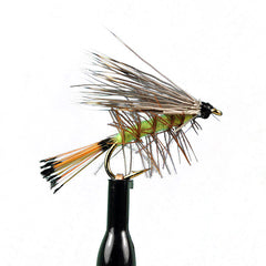 Palmered caddis green