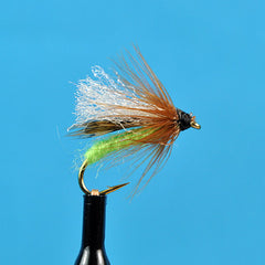 Diving caddis bright green