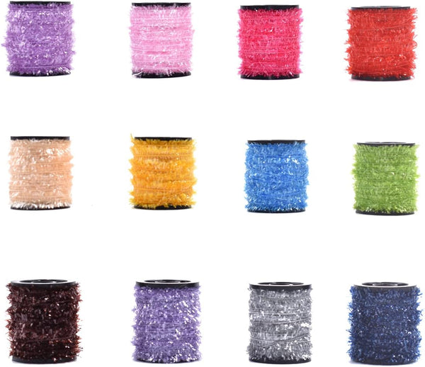 5M/10M Tinsel Chenille Line Crystal Flash Line Multi Colors Fly